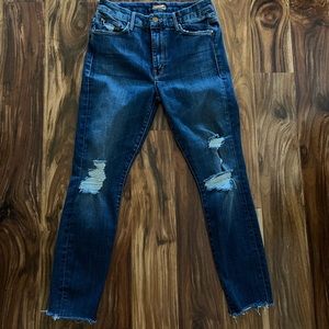 Mother High Waisted Looker Ankle Fray